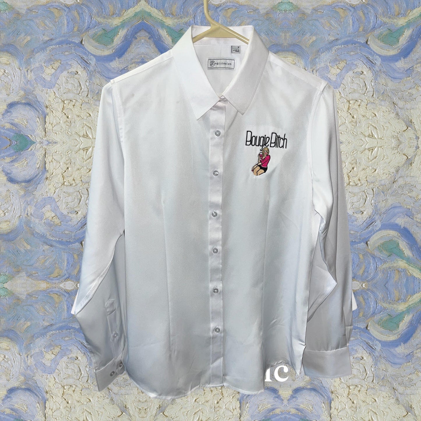 Long Sleeve Bougie Bitch White Botton up